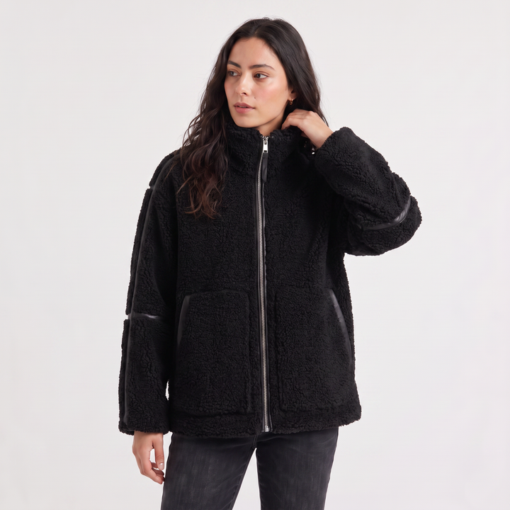 Women's Casual Teddy Fleece Zip-Up Jacket