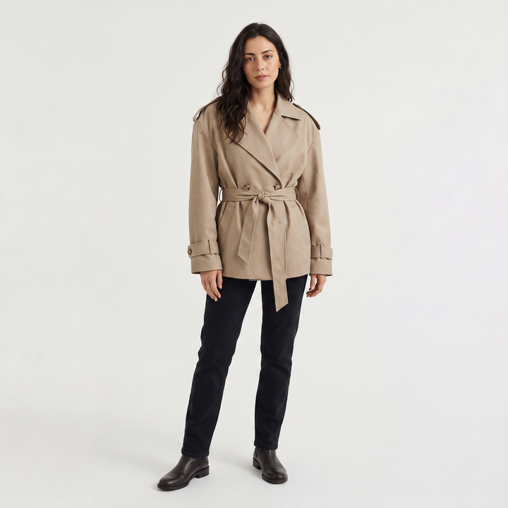 Women's Oversized Wool Blend Short Trench Coat