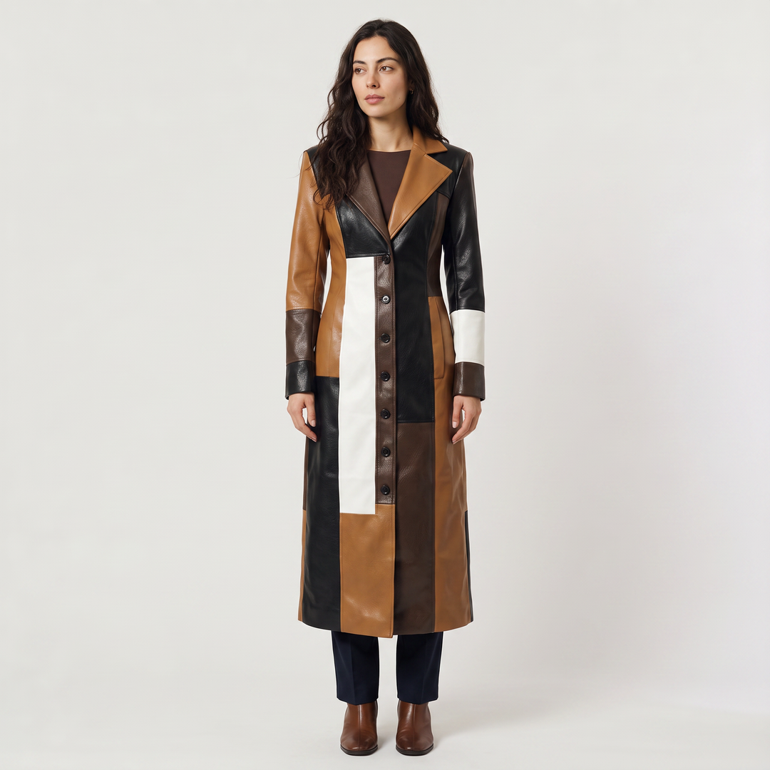 Women's Classic Cotton Blend Patchwork Trench Coat