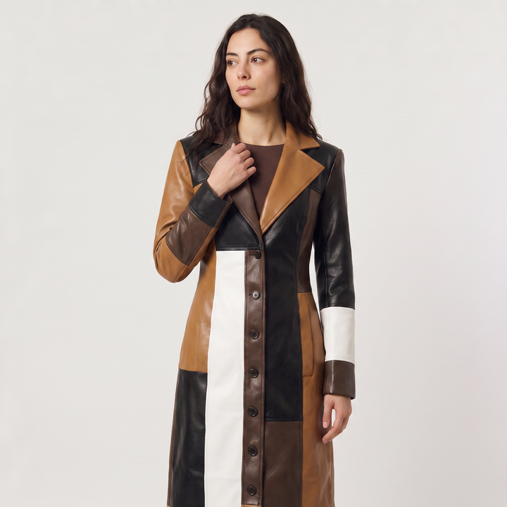 Women's Classic Cotton Blend Patchwork Trench Coat