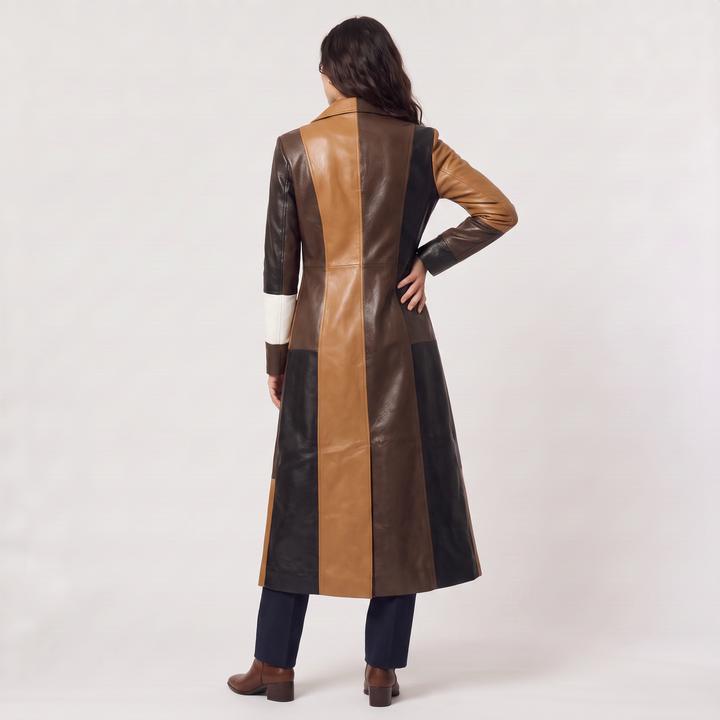 Women's Classic Cotton Blend Patchwork Trench Coat