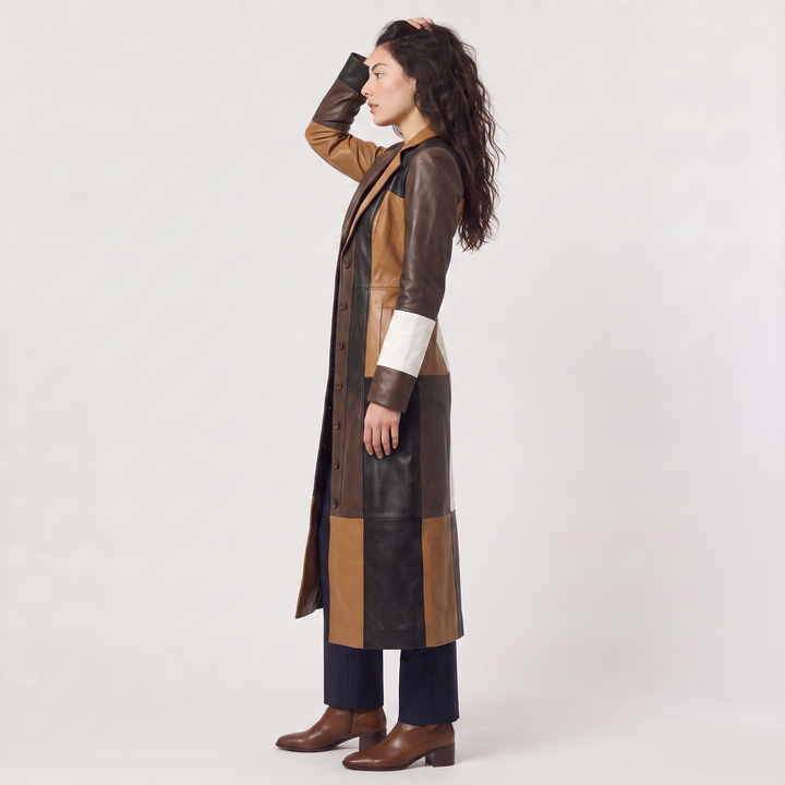 Women's Classic Cotton Blend Patchwork Trench Coat