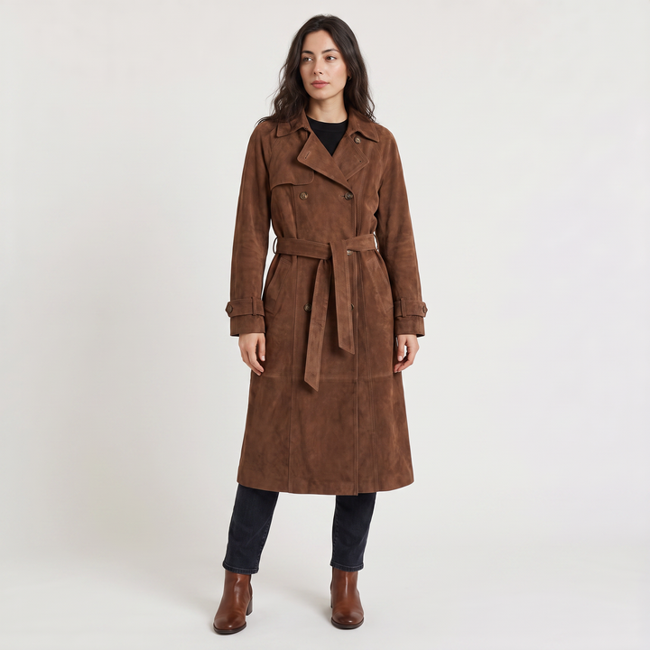 Women's Classic Suede Trench Coat