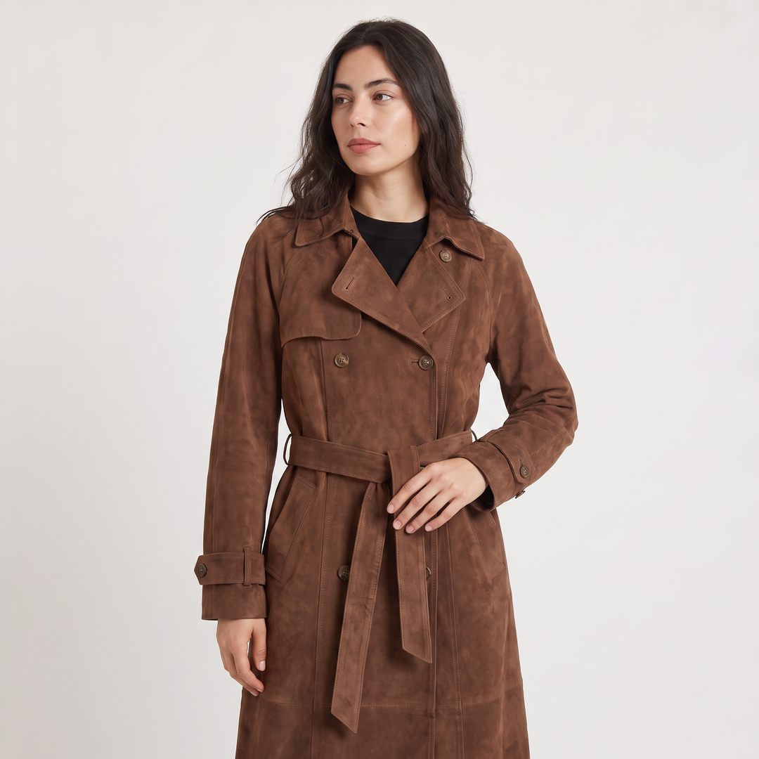 Women's Classic Suede Trench Coat