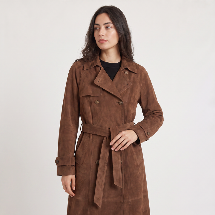 Women's Classic Suede Trench Coat