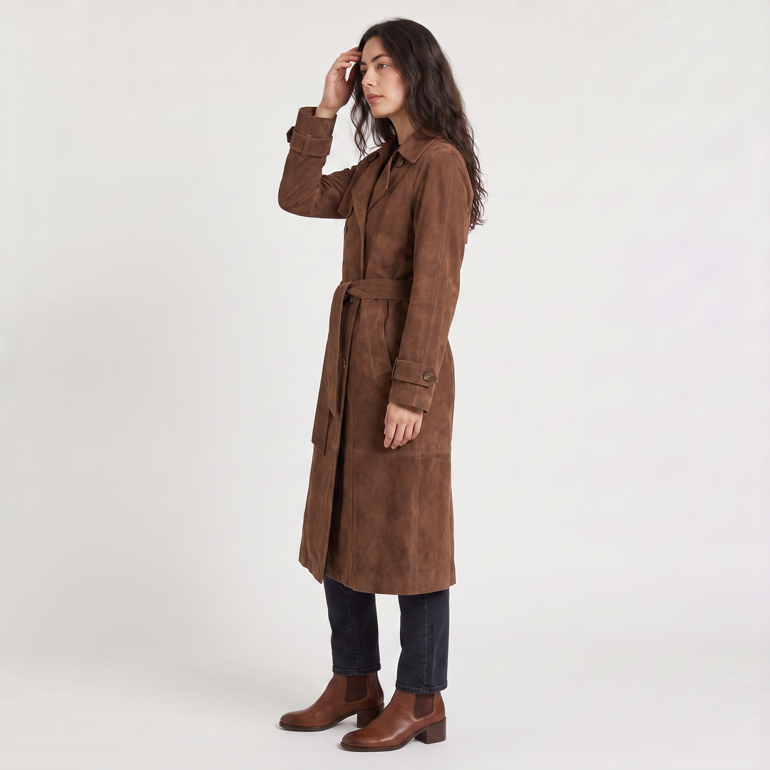 Women's Classic Suede Trench Coat