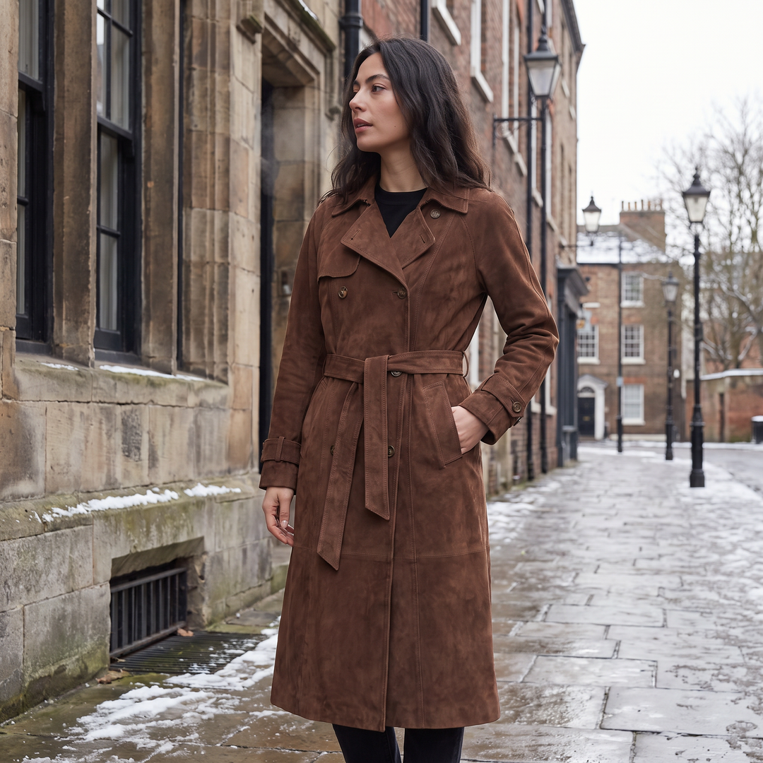 Women's Classic Suede Trench Coat
