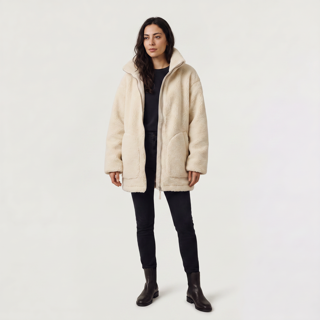Women's Casual Teddy Fleece Zip-Up Jacket