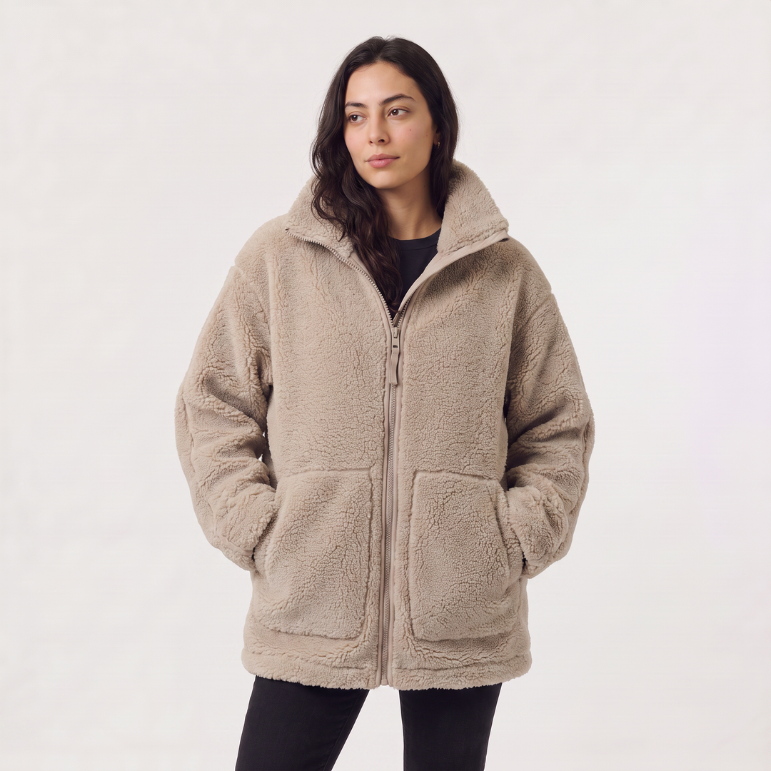 Women's Casual Teddy Fleece Zip-Up Jacket