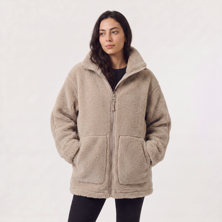 Women's Casual Teddy Fleece Zip-Up Jacket