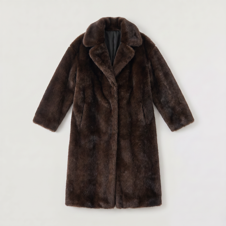 Women's Elegant Faux Fur Long Trench Coat
