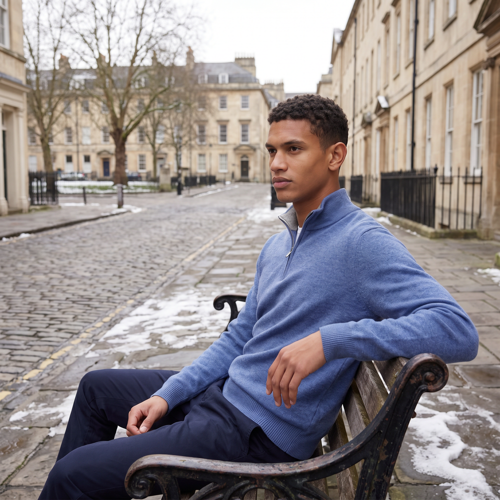 Men's Classic Wool Blend Half-Zip Jumper