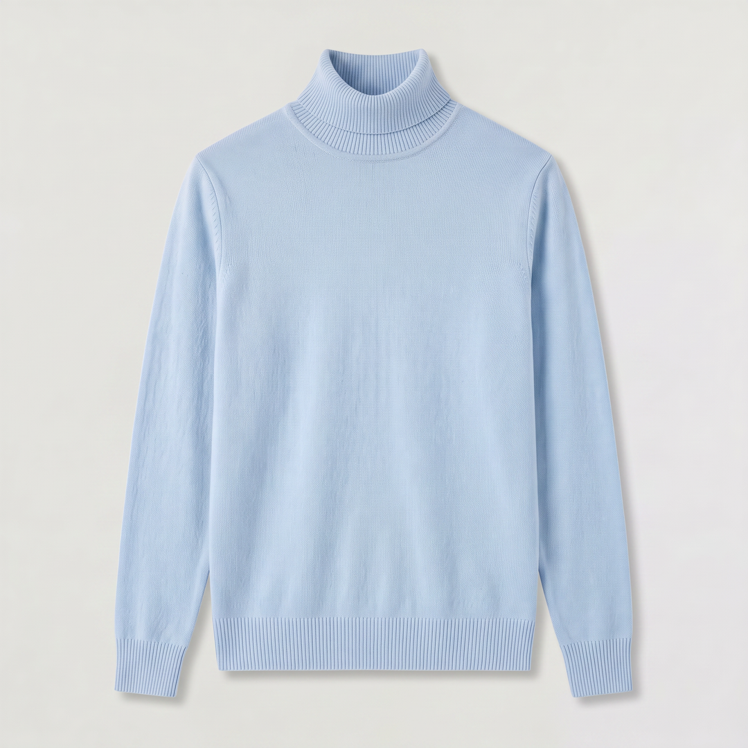 Men's Classic Ribbed Wool Turtleneck Sweater