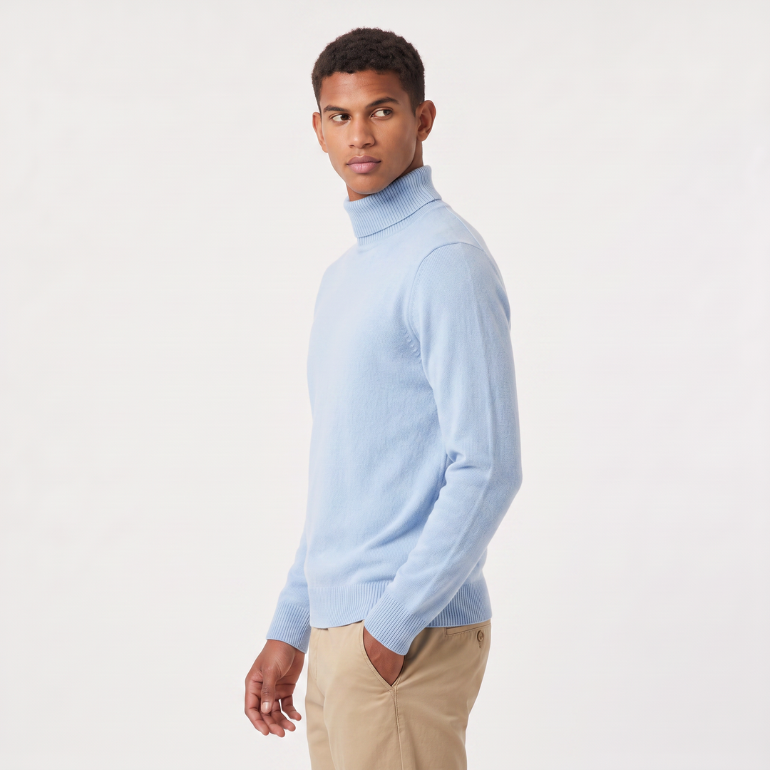 Men's Classic Ribbed Wool Turtleneck Sweater