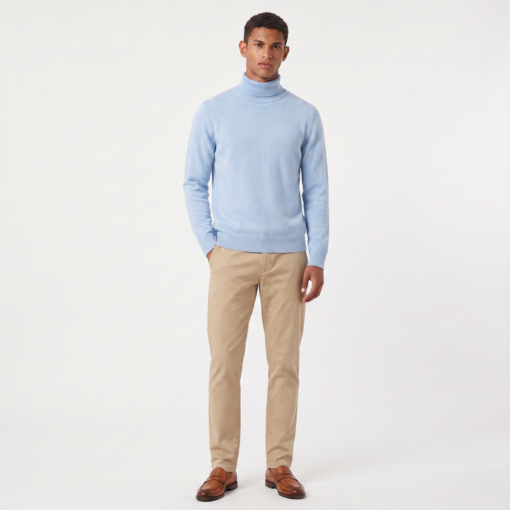 Men's Classic Ribbed Wool Turtleneck Sweater