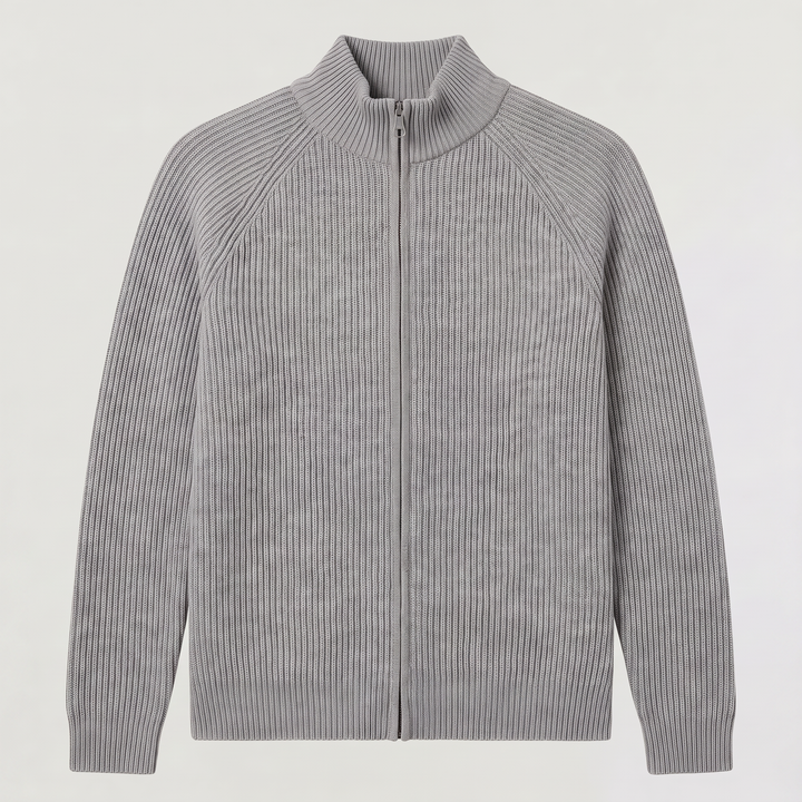 Men's Classic Ribbed Cotton Full-Zip Cardigan