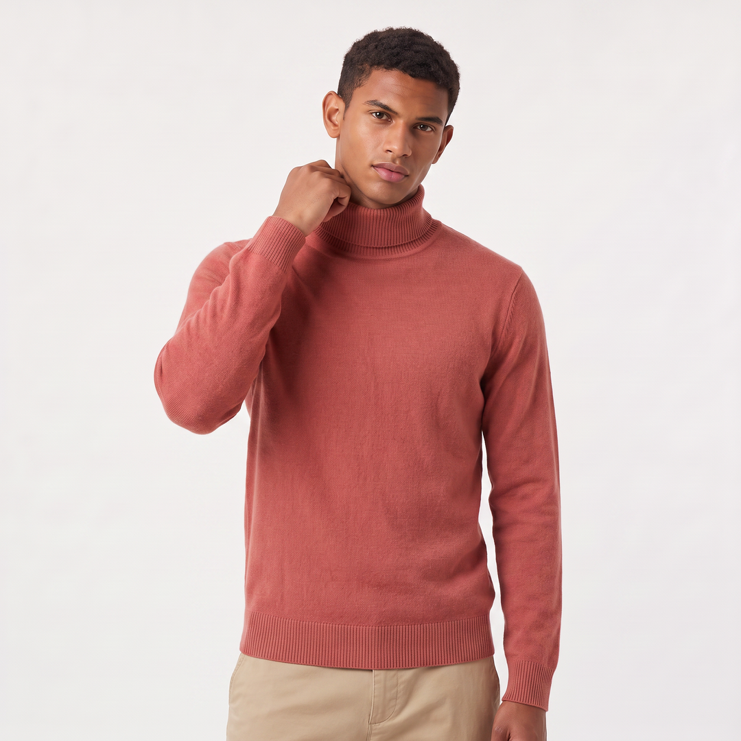 Men's Classic Ribbed Wool Turtleneck Sweater