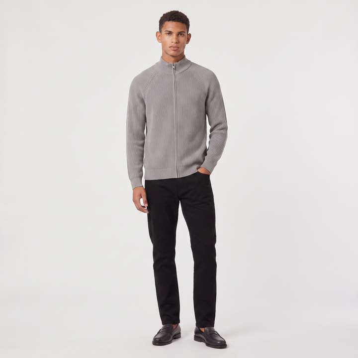 Men's Classic Ribbed Cotton Full-Zip Cardigan