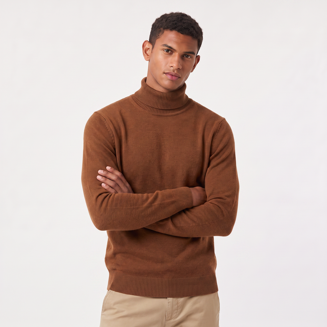 Men's Classic Ribbed Wool Turtleneck Sweater