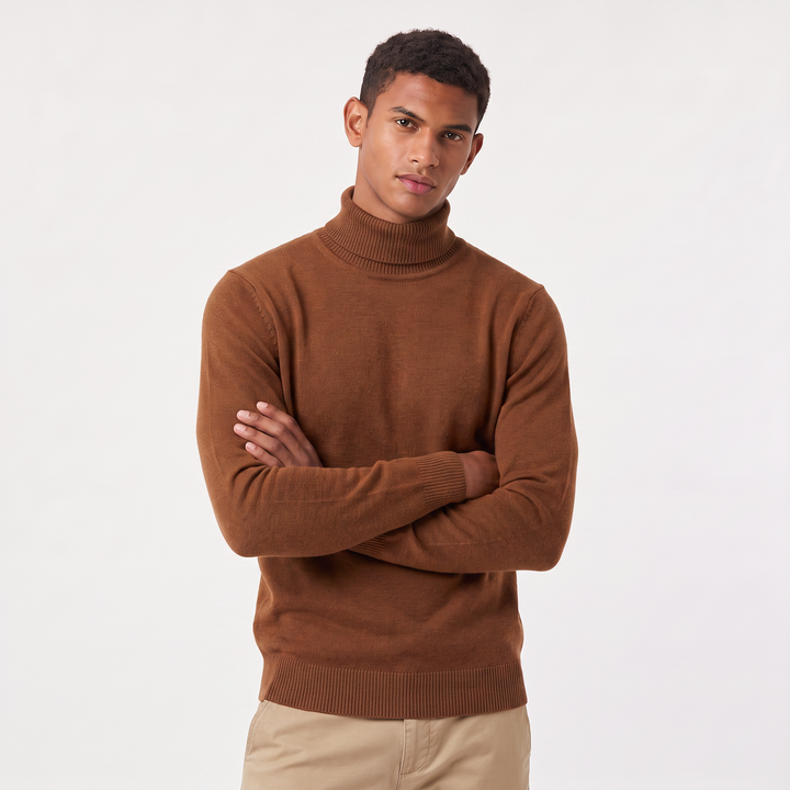 Men's Classic Ribbed Wool Turtleneck Sweater