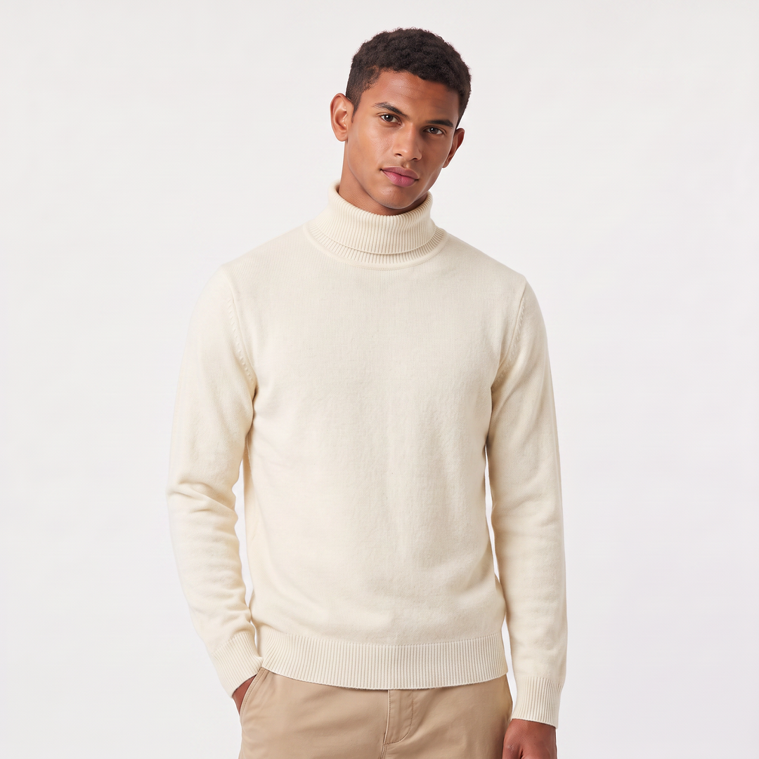 Men's Classic Ribbed Wool Turtleneck Sweater