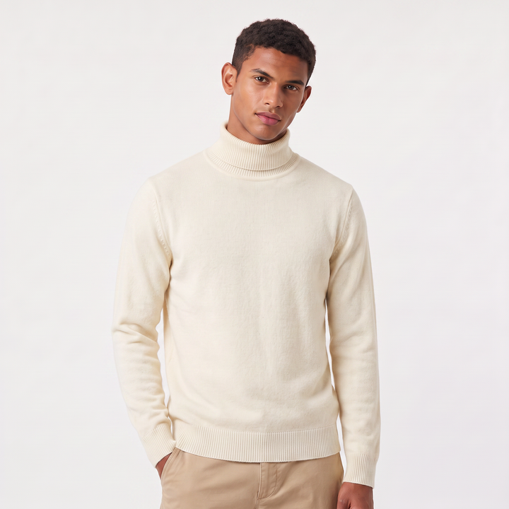 Men's Classic Ribbed Wool Turtleneck Sweater