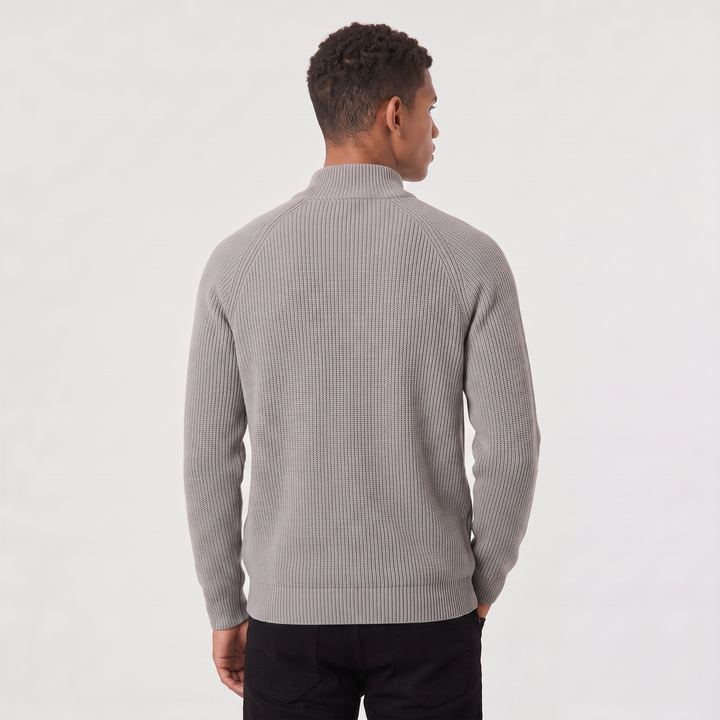 Men's Classic Ribbed Cotton Full-Zip Cardigan