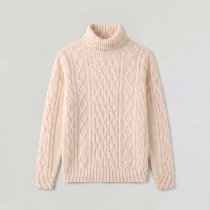 Men's Classic Wool Cable Knit Turtleneck Sweater