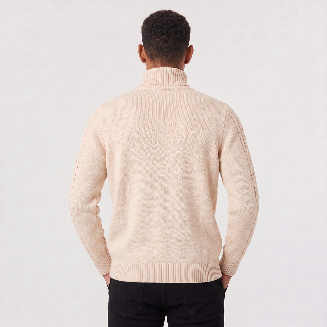 Men's Classic Wool Cable Knit Turtleneck Sweater