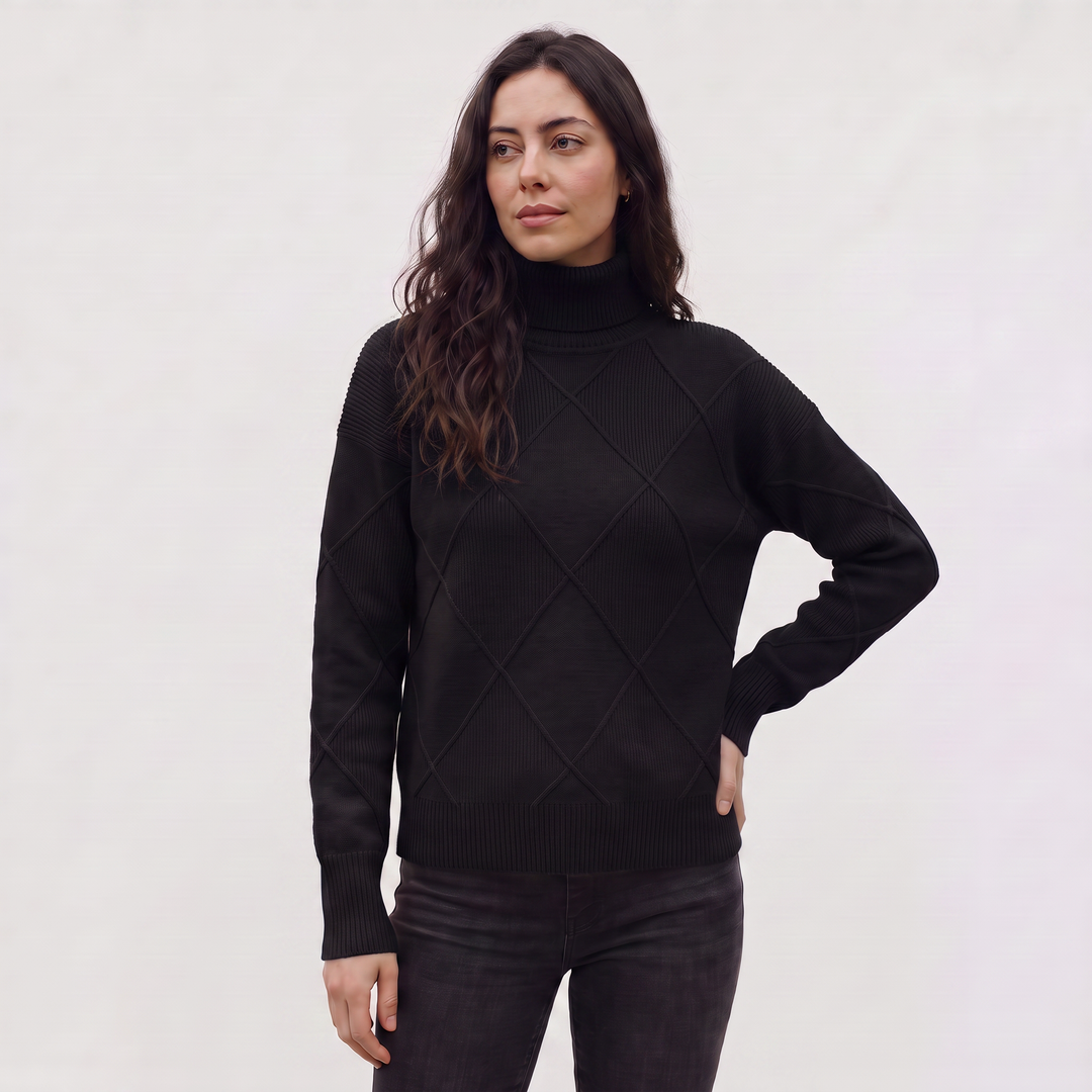 Women's Classic Cable Knit Turtleneck Sweater
