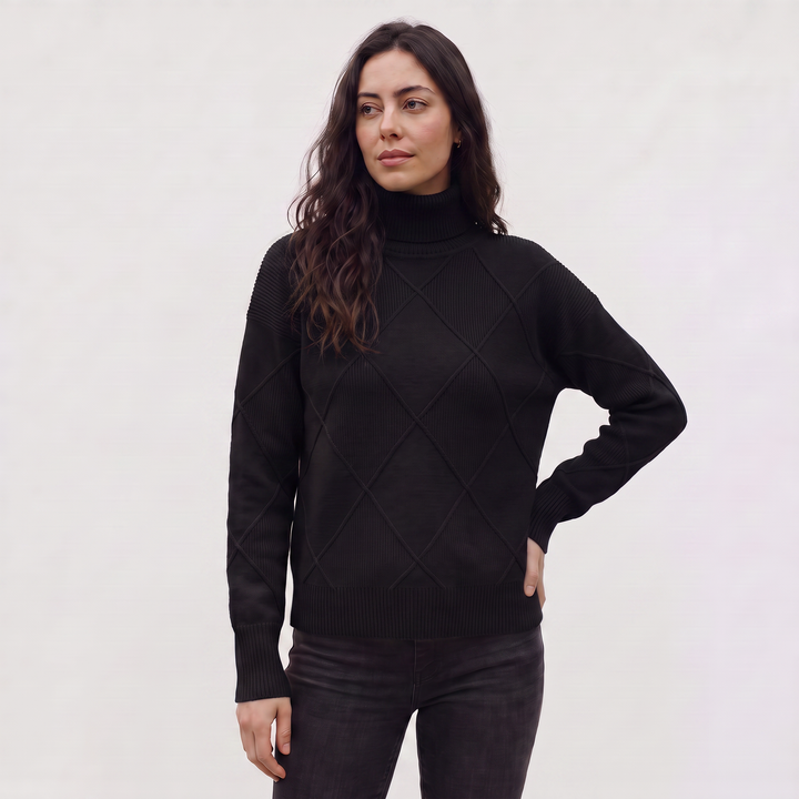 Women's Classic Cable Knit Turtleneck Sweater
