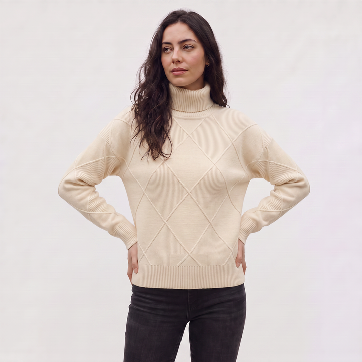Women's Classic Cable Knit Turtleneck Sweater