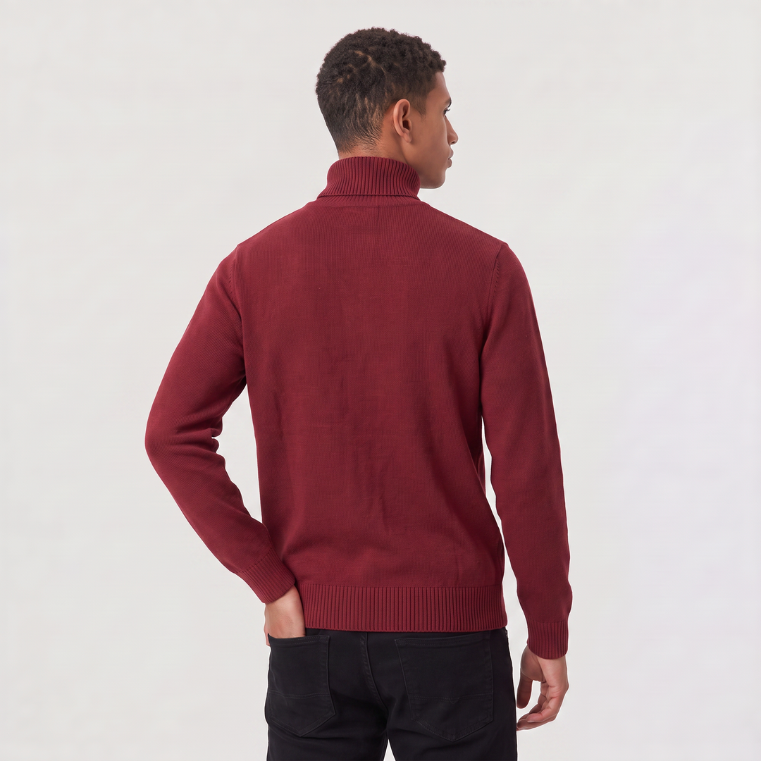 Men's Classic Wool Ribbed Collar Turtleneck Sweater
