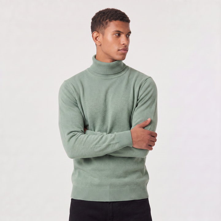 Men's Classic Wool Ribbed Collar Turtleneck Sweater