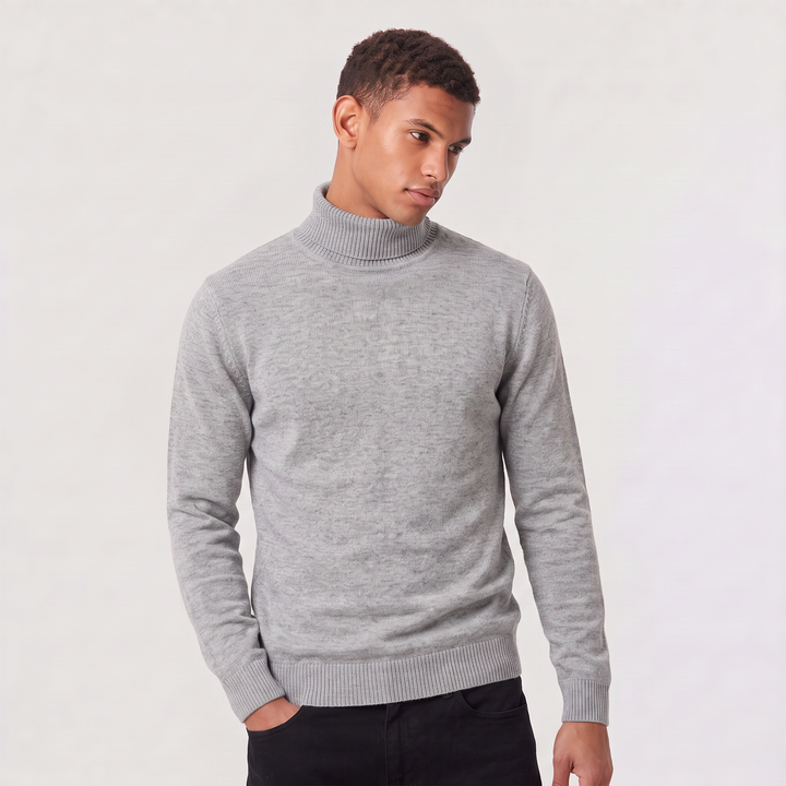 Men's Classic Wool Ribbed Collar Turtleneck Sweater
