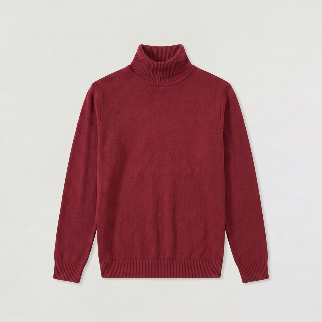 Men's Classic Wool Ribbed Collar Turtleneck Sweater