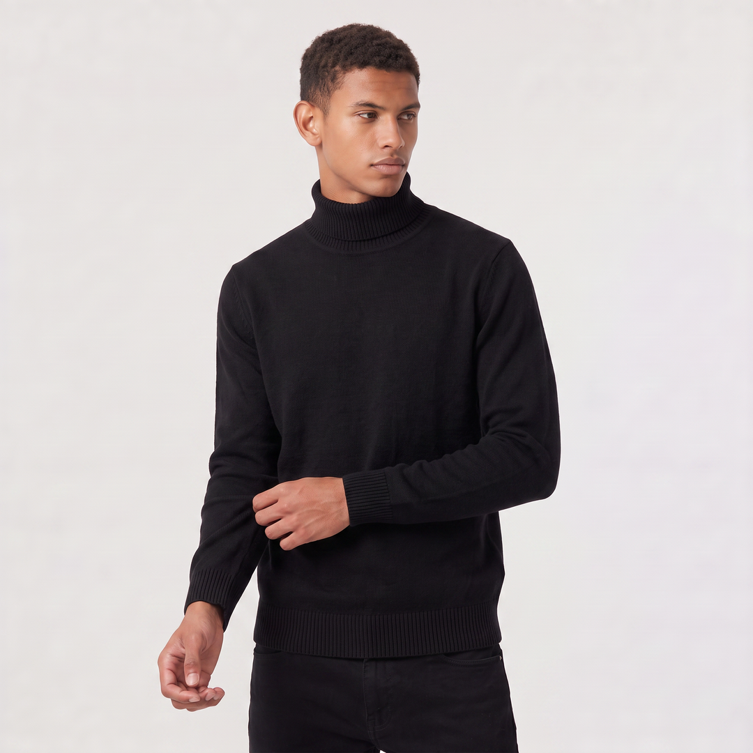Men's Classic Wool Ribbed Collar Turtleneck Sweater