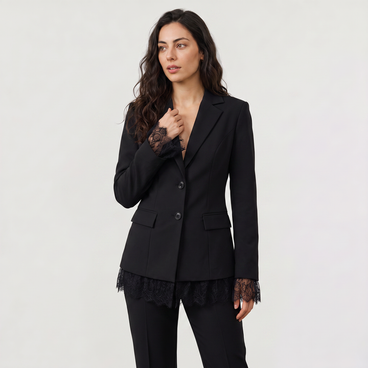 Women's Elegant Lace Single-Breasted Blazer