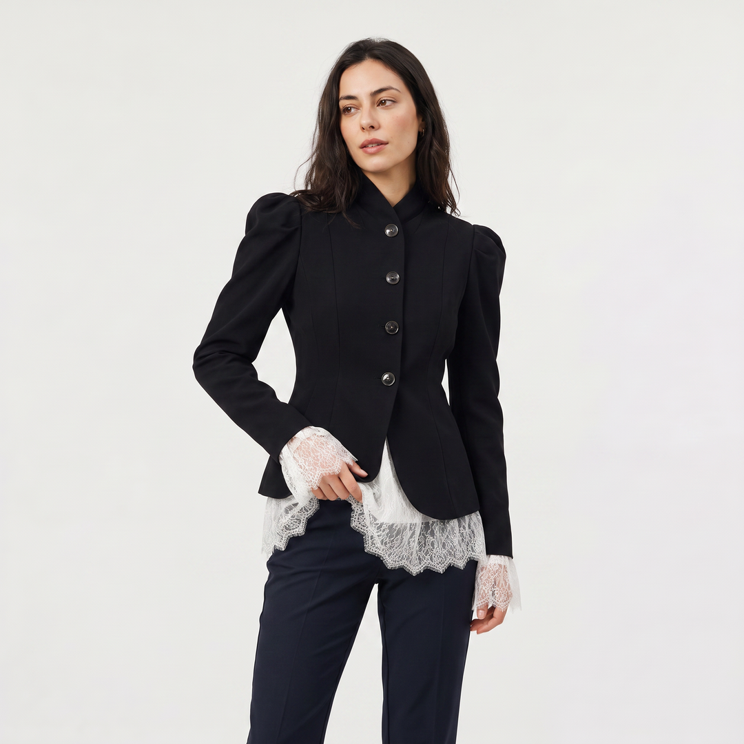 Women's Elegant Lace Single-Breasted Blazer