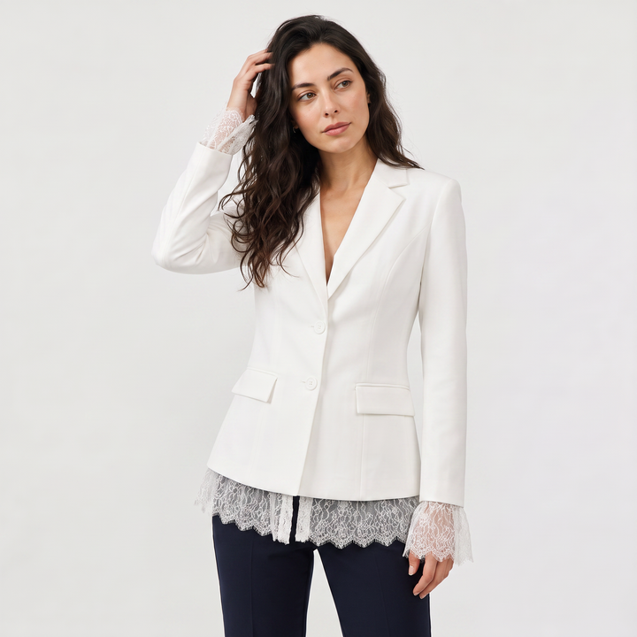 Women's Elegant Lace Single-Breasted Blazer