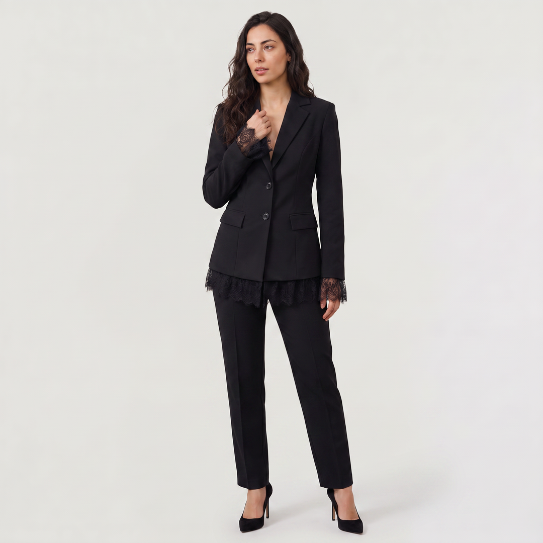 Women's Elegant Lace Single-Breasted Blazer
