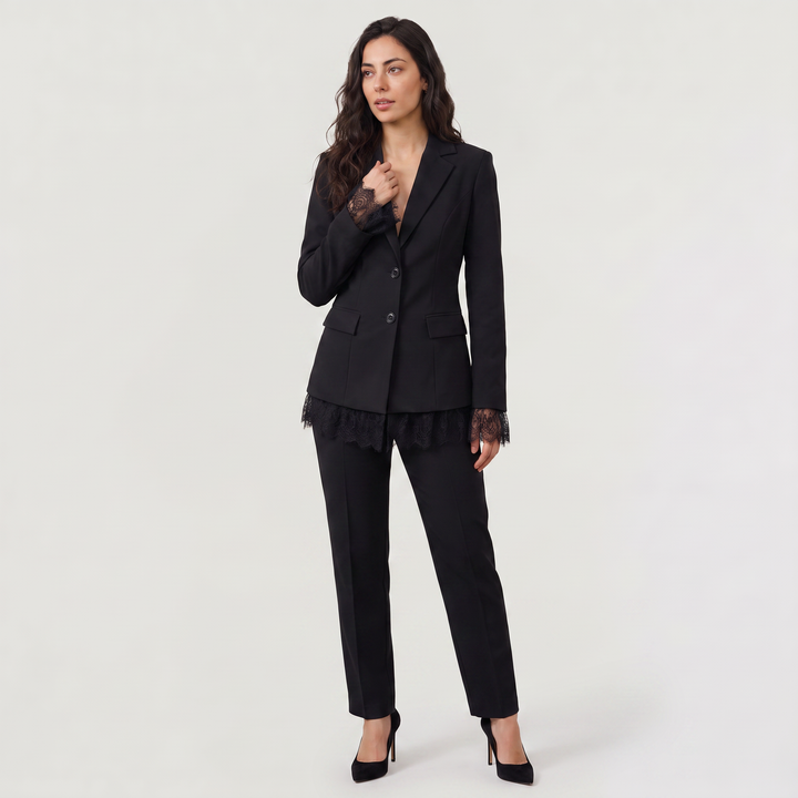 Women's Elegant Lace Single-Breasted Blazer
