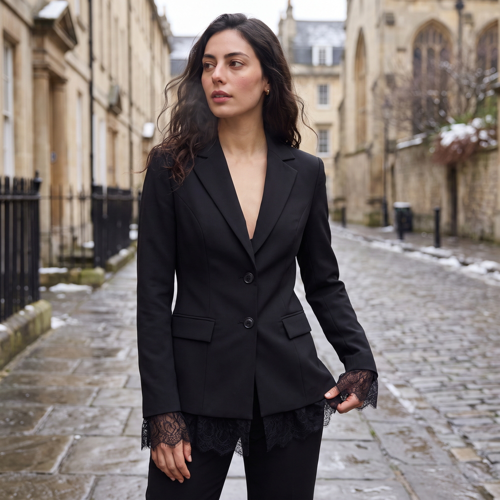 Women's Elegant Lace Single-Breasted Blazer
