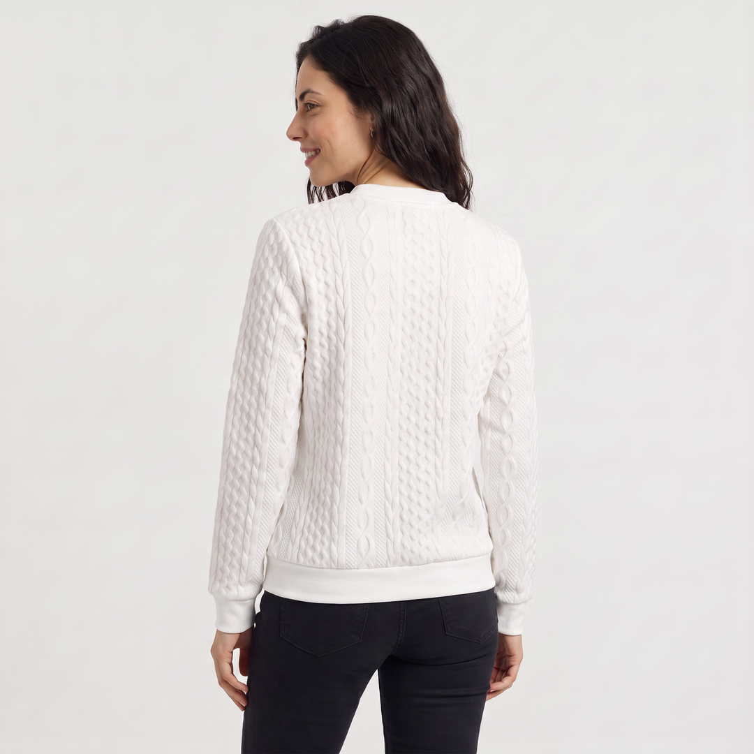 Women's Casual Cable Knit Zip-Neck Sweater
