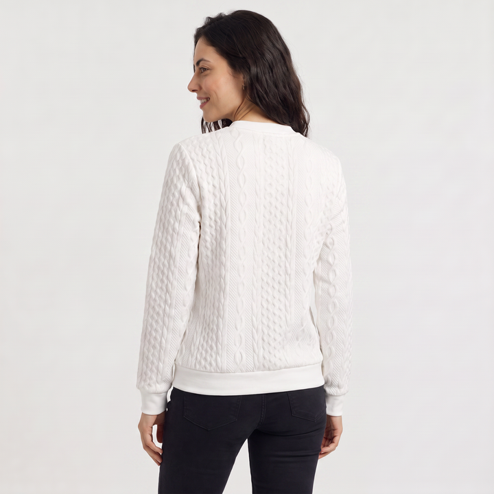 Women's Casual Cable Knit Zip-Neck Sweater