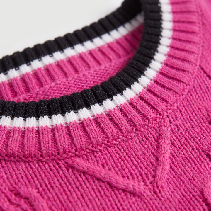Women's Casual Striped Knit Contrast Jumper