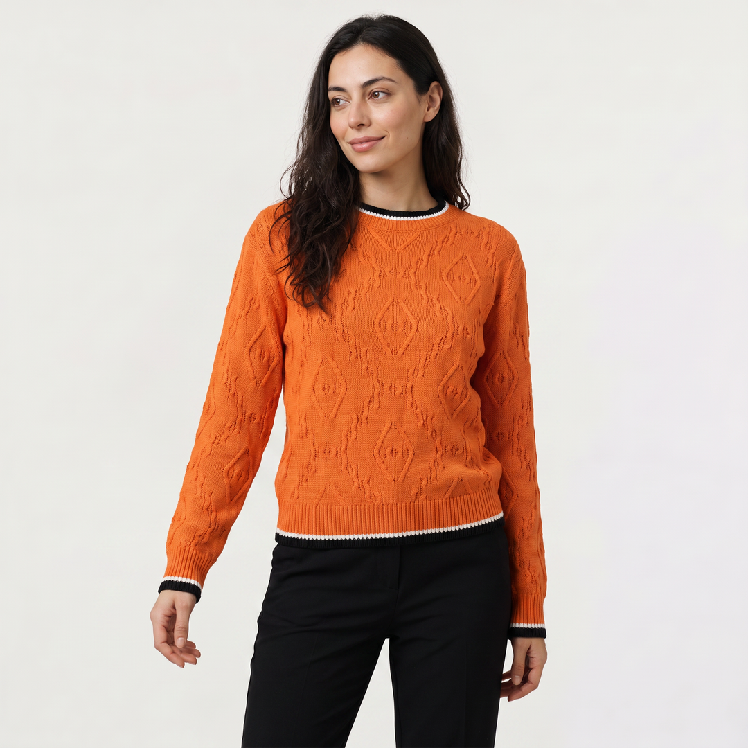 Women's Casual Striped Knit Contrast Jumper