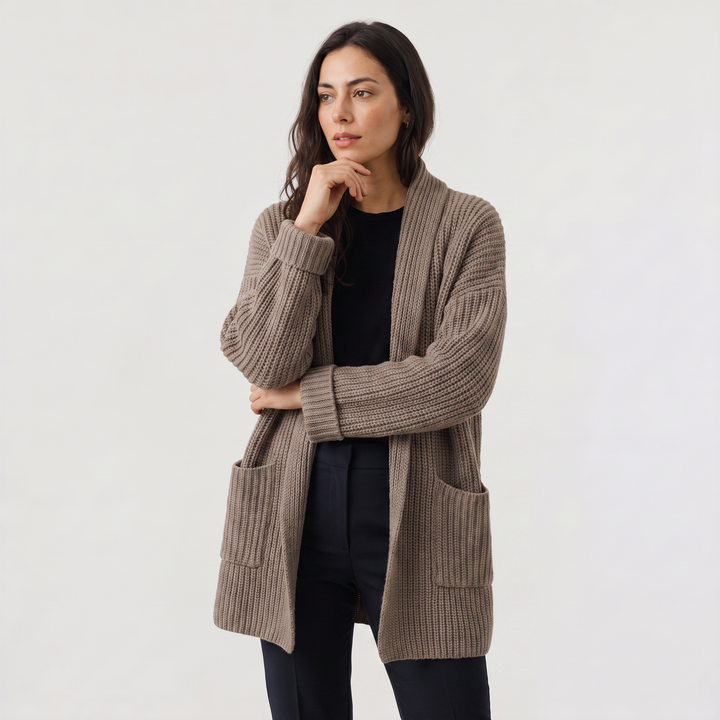 Women's Casual Chunky Knit Long Open-Front Cardigan