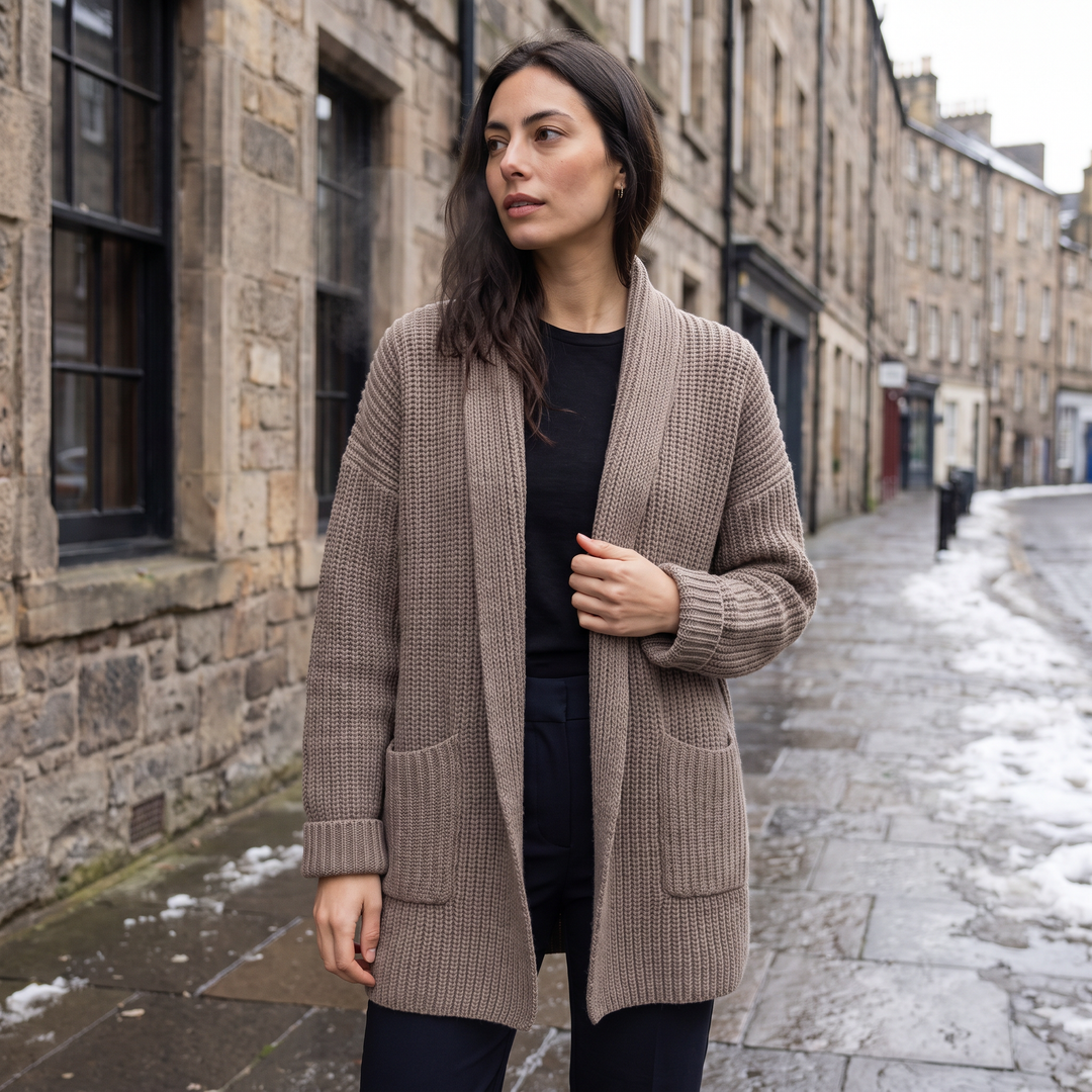 Women's Casual Chunky Knit Long Open-Front Cardigan