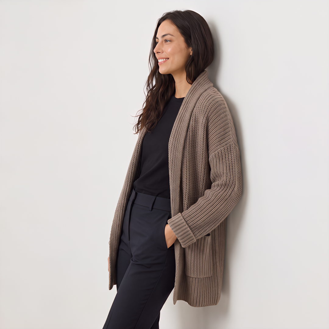 Women's Casual Chunky Knit Long Open-Front Cardigan